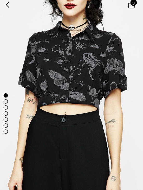 Disturbia Tops - Disturbia Parasite Bugs Shot Sleeve Crop Shirt Size US 14